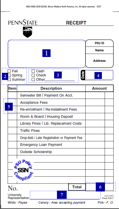 Image of Exhibit B - Prenumbered Receipt - Commonwealth Campuses